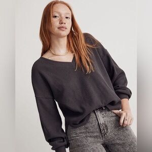 Madewell grey long sleeved waffle knit top size L